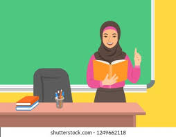 Une enseignante arabe en hijab tenant : image vectorielle de stock (libre de droits) 1249662118 | Shutterstock