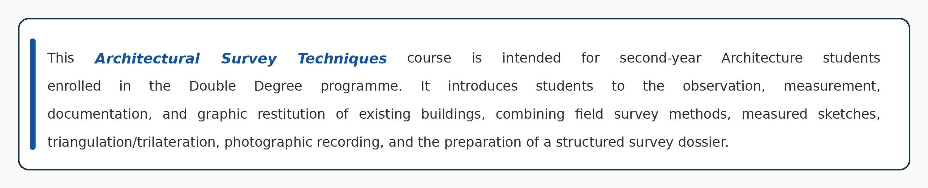 Architectural Survey Techniques