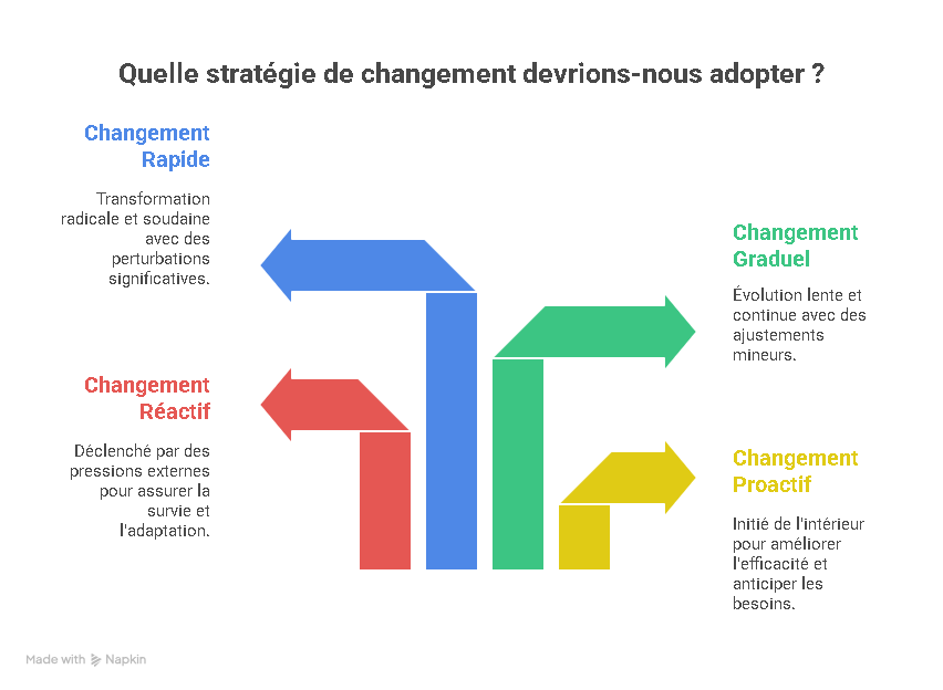 Cette figure explore les différentes manières de catégoriser le changement organisationnel,